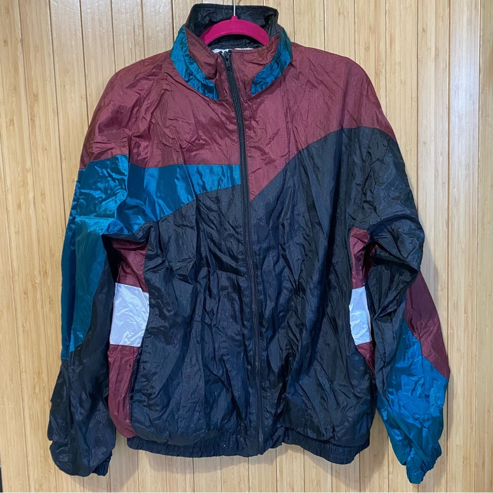 VTG Wilson Windbreaker Jacket Zip Up Maroon - L